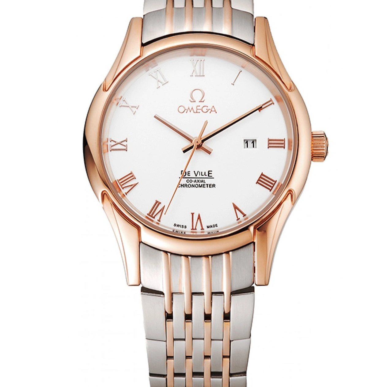 1026 Omega De Ville White Dial Rose Gold Case Two Tone Bracelet 1453781